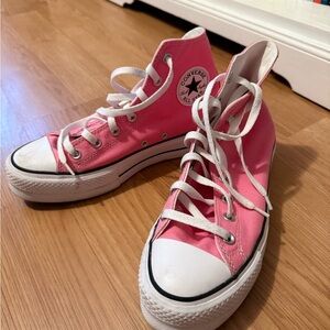 Converse Pink and White High-Tops Platforms Size 9 (Women’s)